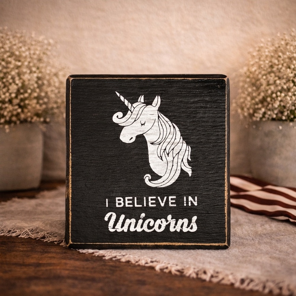 Rustic Wooden Inspirational Fun Saying‎ Block Desk Home Decor Sign